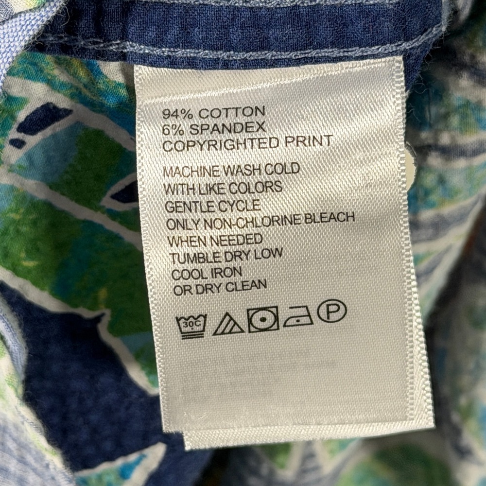 Tommy Bahama Nova Wave Mens XXL Blue Tropical Floral Seersucker Button Up Shirt - Picture 8 of 12